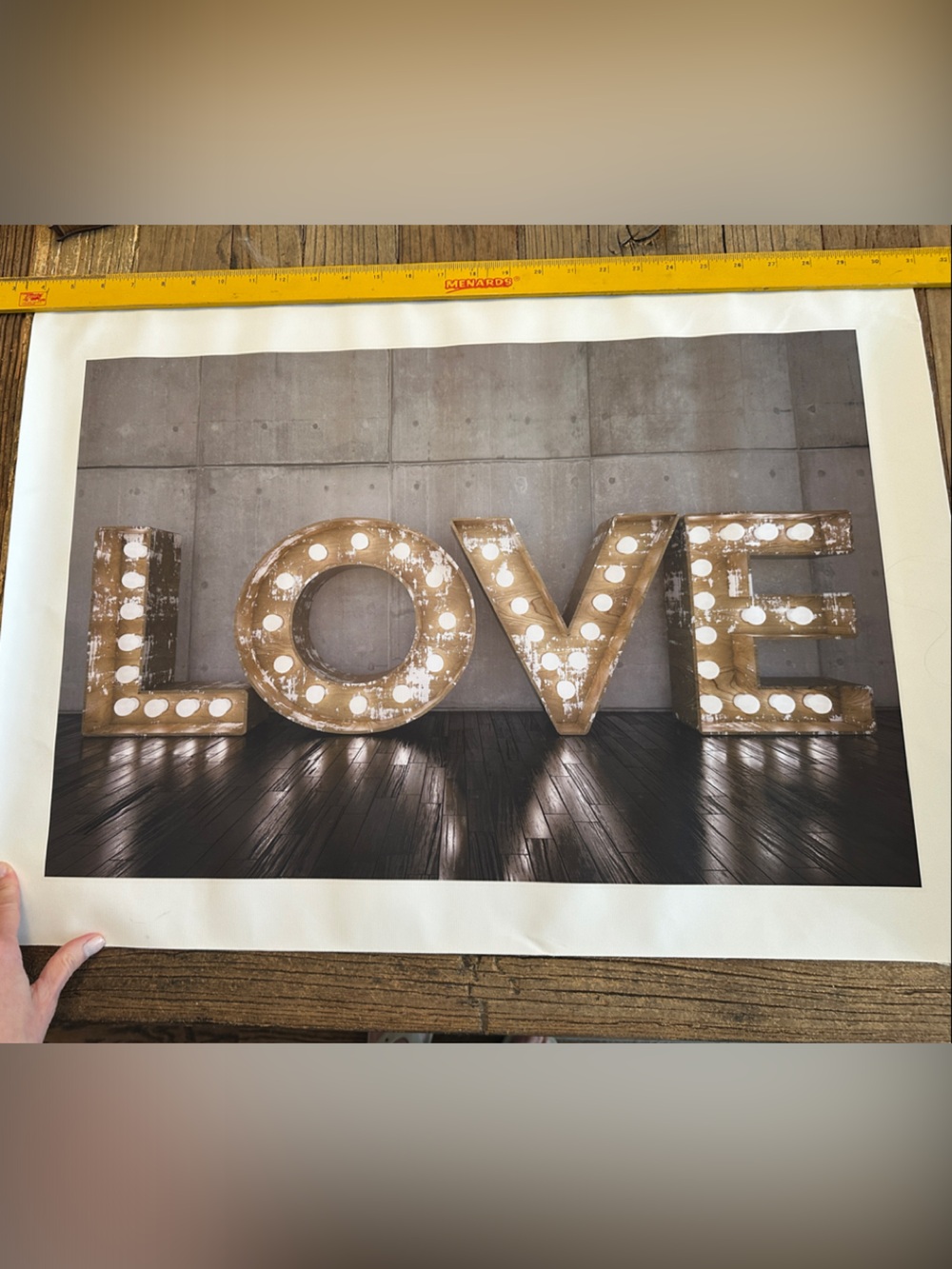 LOVE Marquee Wall Art Print - Rustic Gold & White canvas 20” x 28” brand new